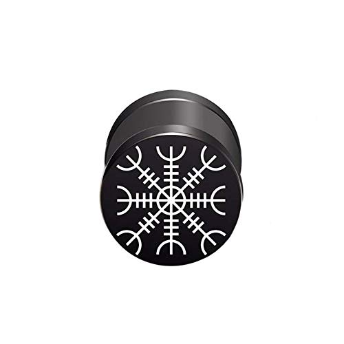 BlackAmazement 316L Edelstahl Fake Plug Ohrstecker Aegishjalmur Schreckenshelm Symbol Wikinger Rune 10mm schwarz Herren Damen von BlackAmazement