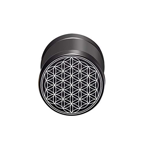 BlackAmazement 316L Edelstahl Fake Plug Ohrstecker Blume des Lebens Ornament 10mm schwarz Rose Gold blau Regenbogen Silber Herren Damen (Schwarz) von BlackAmazement