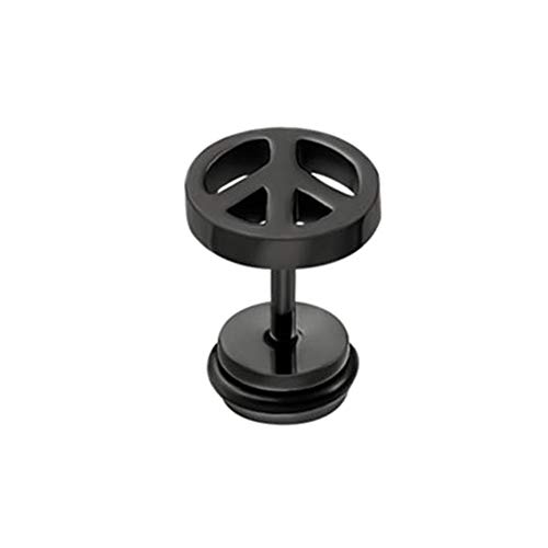 BlackAmazement 316L Edelstahl Fake Plug Ohrstecker Ohrringe Peace Sign Symbol nukleare Abrüstung Friedenszeichen Symbol Silber Regenbogen Schwarz Damen Herren (Schwarz) von BlackAmazement