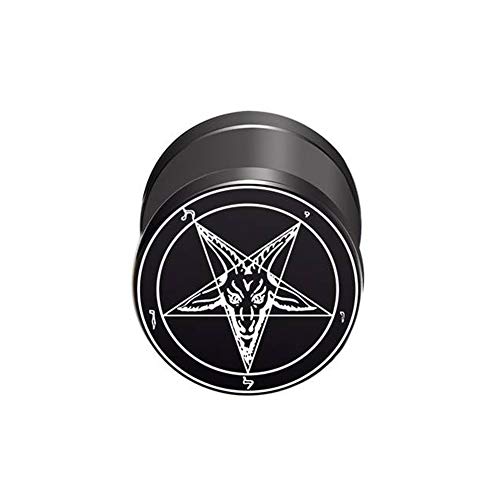 BlackAmazement 316L Edelstahl Fake Plug Ohrstecker Pentagramm Fünfstern Drudenfuß Church of Satan Luzifer Siegel des Baphomet 10mm schwarz Herren Damen von BlackAmazement