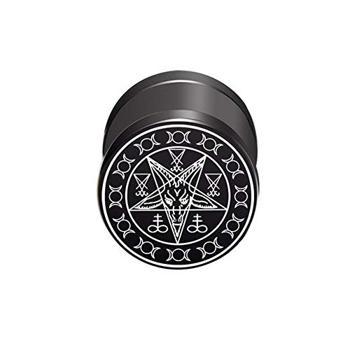BlackAmazement 316L Edelstahl Fake Plug Ohrstecker Pentagramm Fünfstern Drudenfuß Runen Church of Satan Luzifer Siegel des Baphomet 10mm schwarz Herren Damen von BlackAmazement