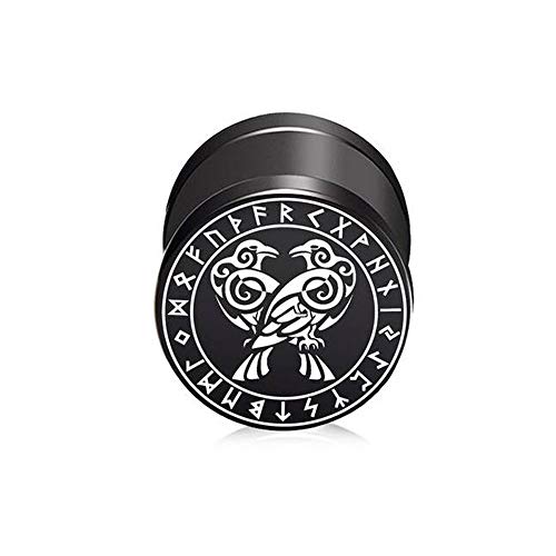 BlackAmazement 316L Edelstahl Fake Plug Ohrstecker Rabe Krähe Runen Kreis Symbol 10mm schwarz Herren Damen von BlackAmazement