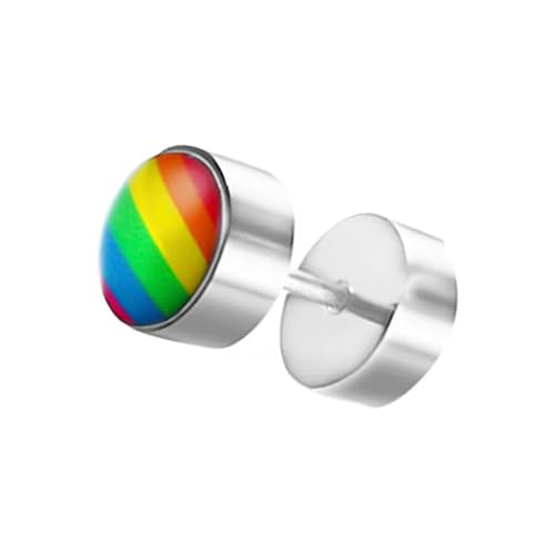 BlackAmazement 316L Edelstahl Fake Plug Ohrstecker Regenbogen Farben Pride 10mm silber rot grün lila blau orange gelb Herren Damen BlackAmazement 316L Edelstahl Fake Plug Ohrstecker Regenbogen Farben Pride 10mm silber rot grün lila blau orange gelb Herren Damen von BlackAmazement