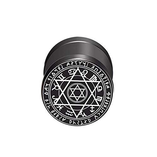 BlackAmazement 316L Edelstahl Fake Plug Ohrstecker Ring Siegel Solomon Kabbalah hermetischen Sternzeichen 10mm schwarz Herren Damen von BlackAmazement