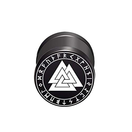 BlackAmazement 316L Edelstahl Fake Plug Ohrstecker Valknut Wotansknoten Symbol Wikinger Runen 10mm schwarz Herren Damen von BlackAmazement
