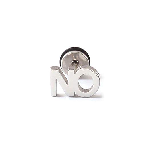 BlackAmazement 316L Edelstahl Fake Plug Piercing Ohrstecker Letters YES NO Gold Silber schwarz Damen Herren (NO - Farbe Silber) von BlackAmazement