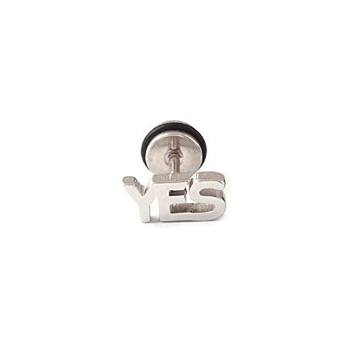 BlackAmazement 316L Edelstahl Fake Plug Piercing Ohrstecker Letters YES NO Gold Silber schwarz Damen Herren (YES - Farbe Silber) von BlackAmazement