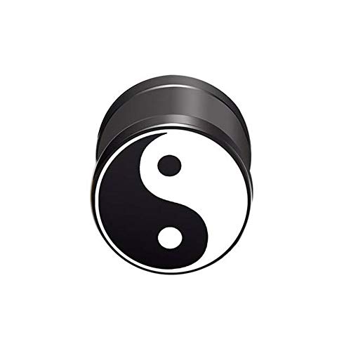 BlackAmazement 316L Edelstahl Fake Plug Piercing Ohrstecker Yin Yang Schwarz Weiß 10mm Damen Herren von BlackAmazement