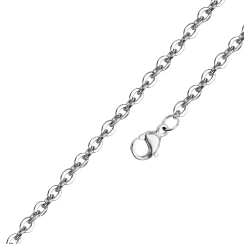 BlackAmazement 316L Edelstahl Halskette Gliederkette Länge 45cm 50cm 55cm 60cm Stärke 1mm 2mm silber rose gold schwarz Damen Herren (Länge 45cm - Stärke 2mm, Silber) von BlackAmazement