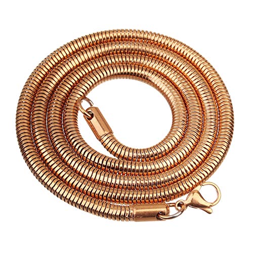 BlackAmazement 316L Edelstahl Halskette Schlangenkette Snake Chain Oval Flach Kettenstärke 2mm Kettenlänge 45cm 50cm 60cm Karabinerverschluss schwarz Silber Rose Gold Damen Herren (Rosegold, 45) von BlackAmazement