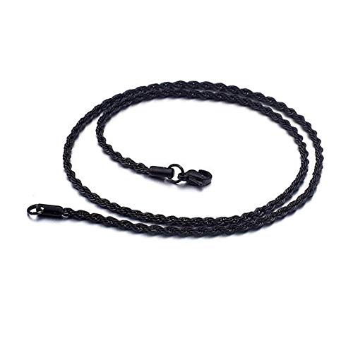 BlackAmazement 316L Edelstahl Halskette Verdrehte Kette Twisted Chain Rund Kettenstärke 2mm 3mm 4mm Kettenlänge 45cm 50cm 55cm 60cm schwarz Silber Rose Gold Damen Herren (Schwarz - Ø 2mm - 50cm) von BlackAmazement