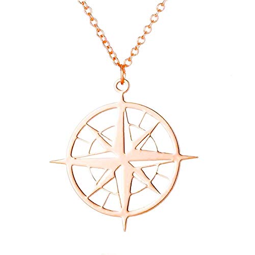 BlackAmazement 316L Edelstahl Halskette mit Anhänger Kompass Navigation Rose Gold Silber Herren Damen (Rosegold) von BlackAmazement