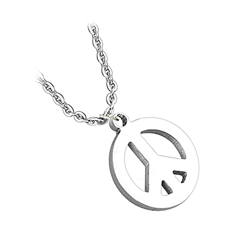 BlackAmazement 316L Edelstahl Halskette mit Anhänger Peace Sign CND-Symbol nukleare Abrüstung Friedenszeichen Symbol Silber Mehrfarbig Damen Herren (Silber) von BlackAmazement