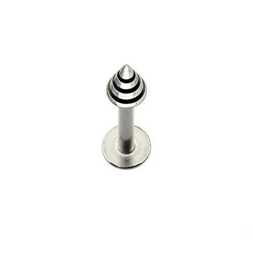 BlackAmazement 316L Edelstahl Labret Monroe Tragus Helix Ohrstecker Pfeil Spitze Pyramide Kegel Streifen Silber rot blau schwarz Rasta Damen (Schwarz) von BlackAmazement