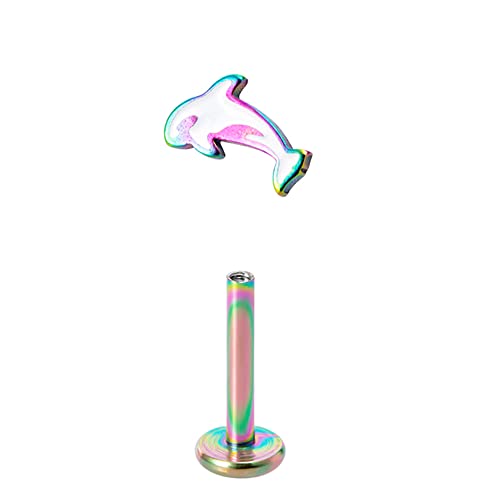 BlackAmazement 316L Edelstahl Labret Ohrstecker Tragus Helix Monroe Piercing Delfin Delphin Mehrfarbig Regenbogen Bunt Weiß 8mm Damen BlackAmazement 316L Edelstahl Labret Ohrstecker Tragus Helix Monroe Piercing Delfin Delphin Mehrfarbig Regenbogen Bunt Weiß 8mm Damen von BlackAmazement