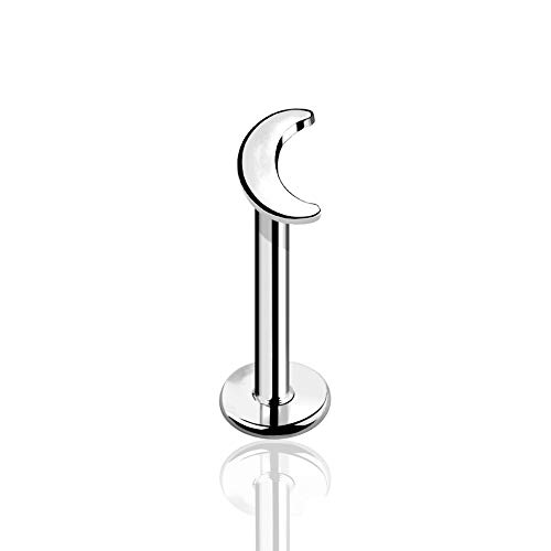 BlackAmazement 316L Edelstahl Labret Ohrstecker Tragus Helix Monroe Piercing Halbmond Crescent Sichel Mond Moon Silber Gold Damen (Farbe Silber - Stablänge 10mm) von BlackAmazement