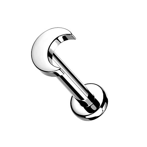 BlackAmazement 316L Edelstahl Labret Ohrstecker Tragus Helix Monroe Piercing Halbmond Crescent Sichel Mond Moon Silber Rose Gold Schwarz Damen (Farbe Siber - Stablänge 8mm) von BlackAmazement