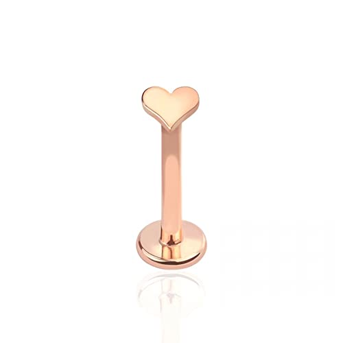 BlackAmazement 316L Edelstahl Labret Ohrstecker Tragus Helix Monroe Piercing Herz Heart Rose Gold Silber Schwarz 6mm 8mm 10mm Damen (Farbe Rosegold - Stablänge 10mm) von BlackAmazement