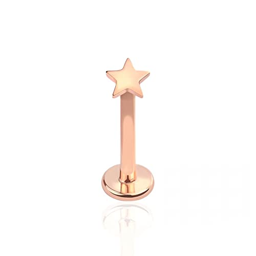 BlackAmazement 316L Edelstahl Labret Ohrstecker Tragus Helix Monroe Piercing Stern Star Silber Gold Damen (Farbe Rosegold - Stablänge 10mm von BlackAmazement