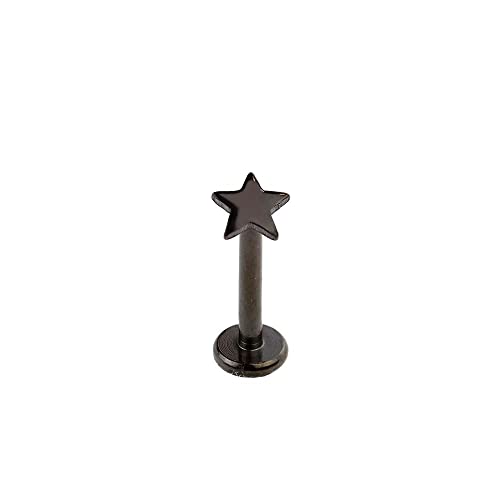 BlackAmazement 316L Edelstahl Labret Ohrstecker Tragus Helix Monroe Piercing Stern Star Silber Gold Damen (Farbe Schwarz - Stablänge 10mm) von BlackAmazement