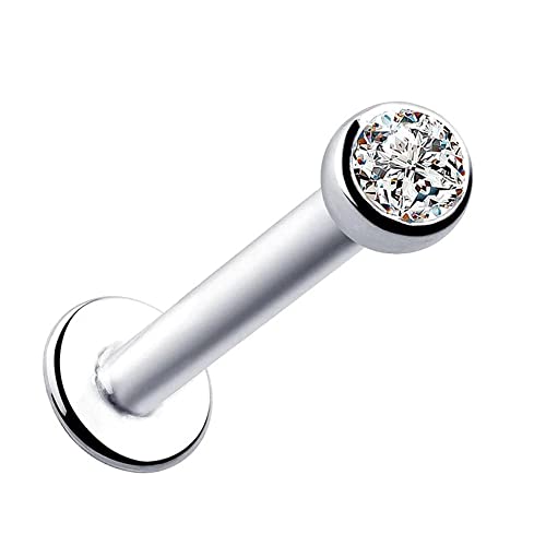 BlackAmazement 316L Edelstahl Labret Ohrstecker Tragus Helix Monroe Piercing klarer Zirkonia CZ Stein Rose Gold Silber Schwarz 6mm 8mm Damen (Silber - Stablänge 6mm - Ø Stein 2mm) von BlackAmazement