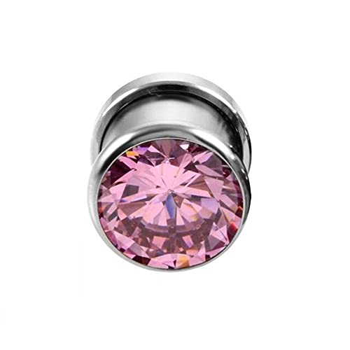 BlackAmazement 316L Edelstahl Ohr Tunnel Plug Prong Bling Bling CZ Zirkonia Rosa Lila Klar Schwarz Silber Aqua Herren Damen (Farbe Rosa - 08 mm - 1 Stück) von BlackAmazement