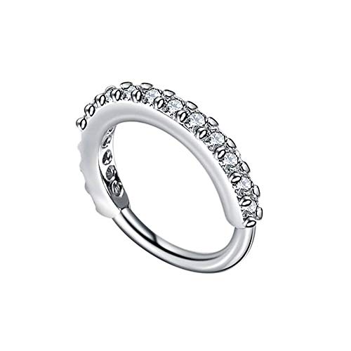 BlackAmazement 316L Edelstahl Piercing Helix Nostril Ring Ohrring Nasenring CZ Zirkonia Klar Silber Rose Gold Damen (Farbe Silber - Innen-Ø 6mm) von BlackAmazement