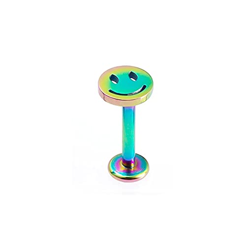 BlackAmazement 316L Edelstahl Piercing Labret Helix Tragus Monroe Cartilage Ohrstecker Smilie Smiley Emoji Emoticon Lachgesicht 8mm Silber Mehfarbig Schwarz Damen Herren (Mehrfarbig) von BlackAmazement