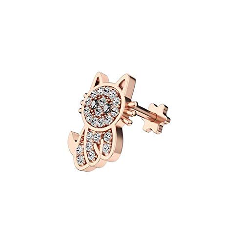 BlackAmazement 316L Edelstahl Piercing Labret Monroe Cartilage Tragus Helix Ohrstecker Cat Katze Kitten Zirkonia Silber Rosegold Damen (Rosegold) von BlackAmazement