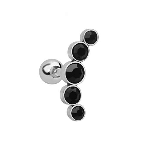 BlackAmazement 316L Edelstahl Piercing Tragus Helix Ohrstecker 5 runde Zirkonia CZ Silber schwarz Damen von BlackAmazement