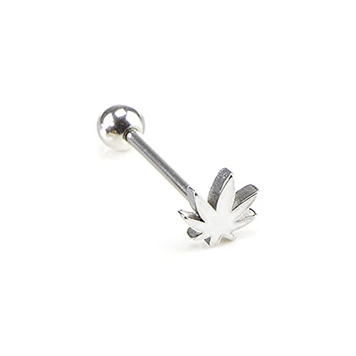 BlackAmazement 316L Edelstahl Piercing Zungenpiercing Barbell Cannabis Hanfblatt Pot Leaf Weed Silber Herren Damen BlackAmazement 316L Edelstahl Piercing Zungenpiercing Barbell Cannabis Hanfblatt Pot Leaf Weed Silber Herren Damen von BlackAmazement
