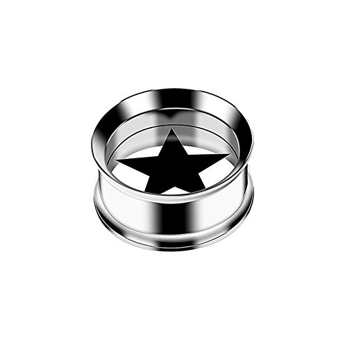 BlackAmazement 316L Edelstahl Plug Flesh Tunnel Inlay Piercing Stern Star 06mm - 16mm Silber rot schwarz Punk Rebell Damen Herren (Farbe Schwarz - 16mm - 1 Stück) von BlackAmazement
