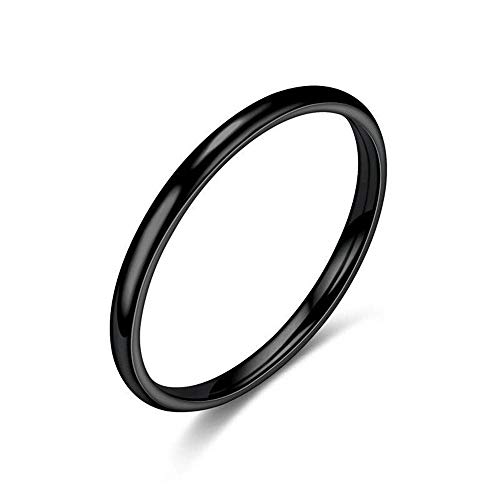 BlackAmazement 316L Edelstahl Ring Beisteckring 1,5mm schlicht Silber Rose Gold schwarz Damen (Schwarz, 55 (17.5)) von BlackAmazement