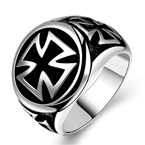 BlackAmazement 316L Edelstahl Ring Celtic Triple Iron Cross Eisernes Kreuz Silber schwarz Heavy Metal Biker Herren (68 (21.6)) von BlackAmazement