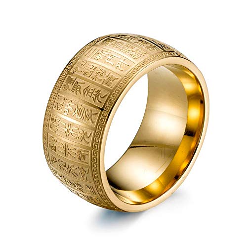 BlackAmazement 316L Edelstahl Ring Chinesische Zeichen Chinese Characters Taoismus Daoismus Lehre des Weges Religion Silber Gold Damen Herren (Gold, 52 (16.6)) von BlackAmazement