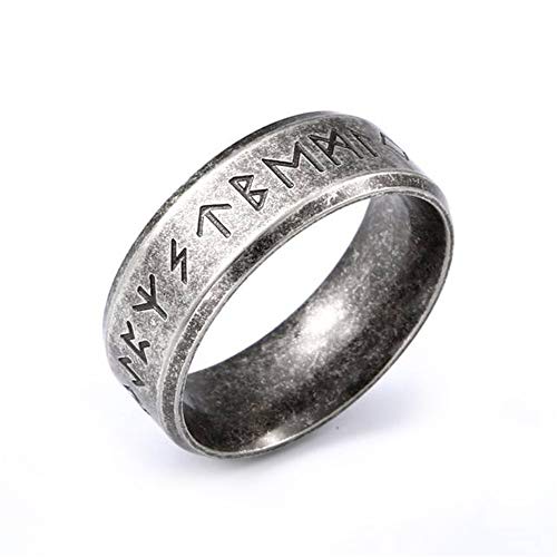 BlackAmazement 316L Edelstahl Ring Runen Stufenkante Wikinger Schriftzeichen Germanen Herren (65 (20.7)) von BlackAmazement