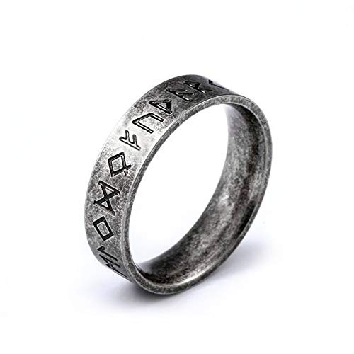 BlackAmazement 316L Edelstahl Ring Runen Wikinger Schriftzeichen Germanen 6mm Herren (68 (21.6)) von BlackAmazement