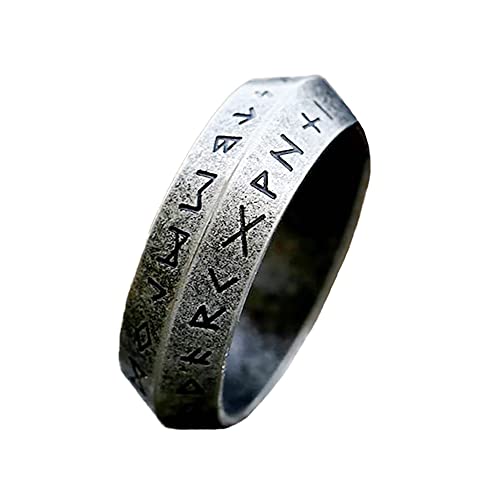 BlackAmazement 316L Edelstahl Ring Runen Wikinger Stufenkante Schriftzeichen Germanen 7mm Herren (55 (17,5)) von BlackAmazement