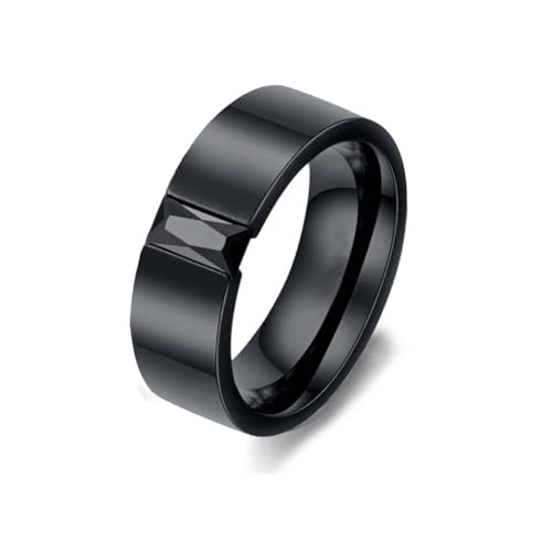 BlackAmazement 316L Edelstahl Ring Schwarz Black Zirkonia CZ Stein Square Gem klar schwarz schlicht Partnerring Herren Damen (Schwarz mit schwarzem Zirkonia, 52 (16,6)) von BlackAmazement