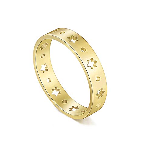 BlackAmazement 316L Edelstahl Ring Sterne Stars Silber Rose Gold Damen (Gold, 60 (19.1)) von BlackAmazement