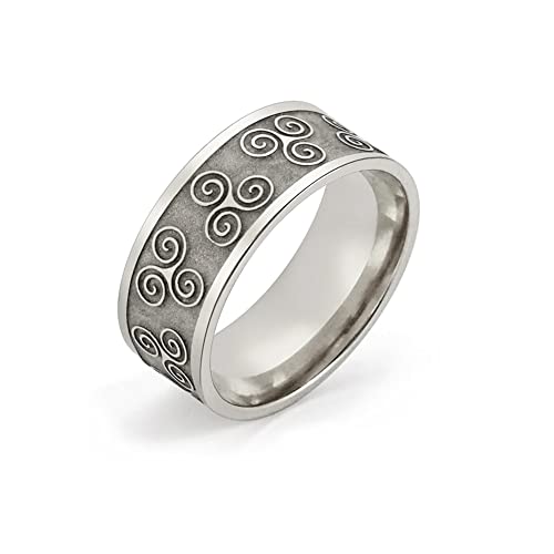 BlackAmazement 316L Edelstahl Ring Triskele Triskel Symbol Ornament Silber Kelten Wikinger Damen Herren (55 (17,5)) von BlackAmazement