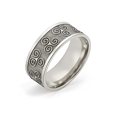 BlackAmazement 316L Edelstahl Ring Triskele Triskel Symbol Ornament Silber Kelten Wikinger Damen Herren (57 (18,1)) von BlackAmazement