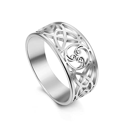 BlackAmazement 316L Edelstahl Ring Triskele Triskel Symbol Ornament Silber Rose Gold Kelten Wikinger Damen Herren (Silber, 65 (20,7)) von BlackAmazement