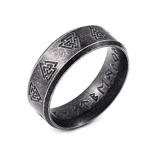 BlackAmazement 316L Edelstahl Ring Valknut Wotansknoten Symbol Runen Stufenkante Wikinger Schriftzeichen Germanen Herren (60 (19.1)) von BlackAmazement