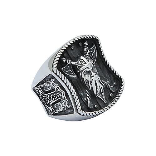 BlackAmazement 316L Edelstahl Ring Wikinger Vikings Triqueta Thors Hammer Mjölnir Malmer Axt Streitaxt Celtic silber schwarz Biker Herren (63 (20,1)) von BlackAmazement