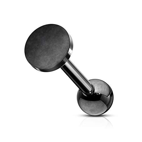 BlackAmazement 316L Edelstahl Tragus Helix Ohrstecker Rund Platte Kreis Rose Gold Silber schwarz Regenbogen Damen (Schwarz) von BlackAmazement