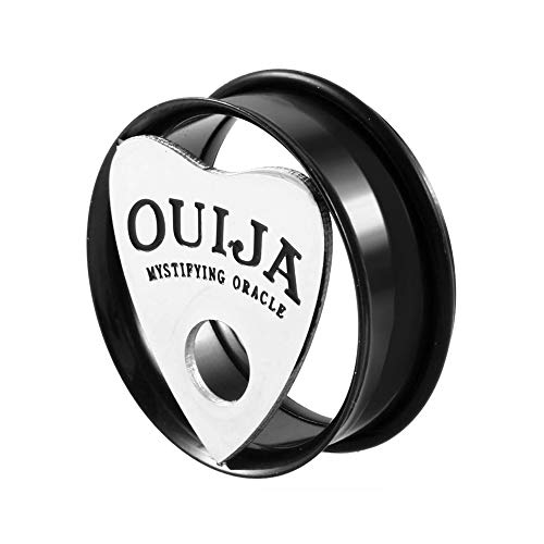 BlackAmazement 316L Edelstahl Tunnel Plug Piercing Ouija Seelenschreiber Orakel Schwarz Silber Damen Herren (16mm - 1 Stück) von BlackAmazement