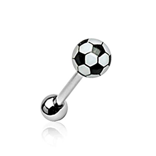 BlackAmazement 316L Edelstahl Zungenpiercing Barbell Fußball Ball Silber Schwarz Weiß Damen Herren BlackAmazement 316L Edelstahl Zungenpiercing Barbell Fußball Ball Silber Schwarz Weiß Damen Herren von BlackAmazement
