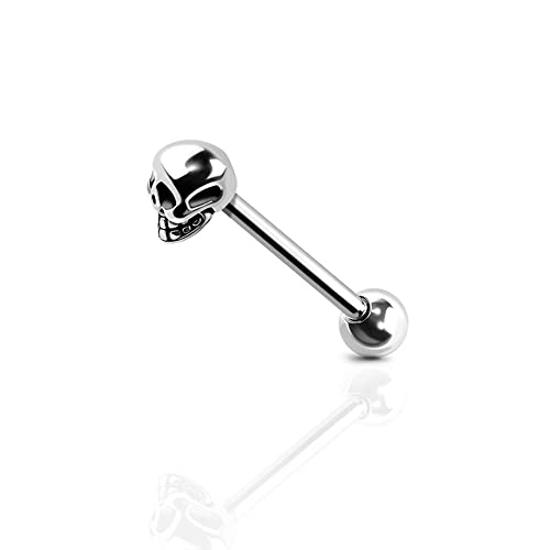 BlackAmazement 316L Edelstahl Zungenpiercing Barbell Totenkopf Schädel Skull Punk silber schwarz Damen Herren von BlackAmazement