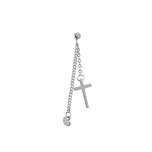 BlackAmazement 925 Sterling Silber Tragus Ohr Helix Cartilage Piercing Ohrhänger Kette Kreuz Cross silber Damen von BlackAmazement